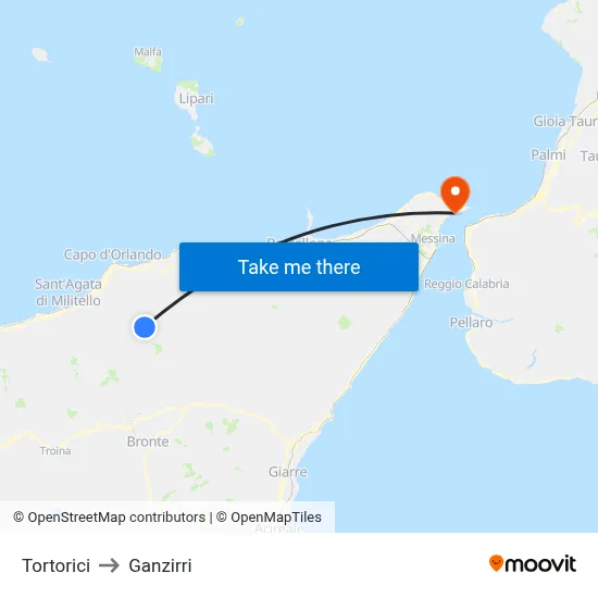 Tortorici to Ganzirri map