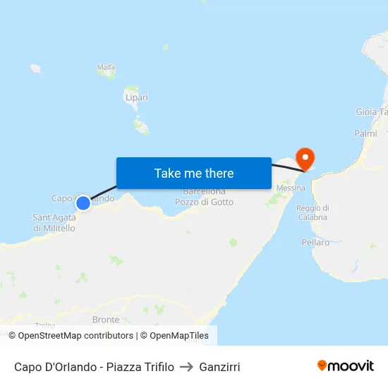 Capo D'Orlando - Piazza Trifilo to Ganzirri map