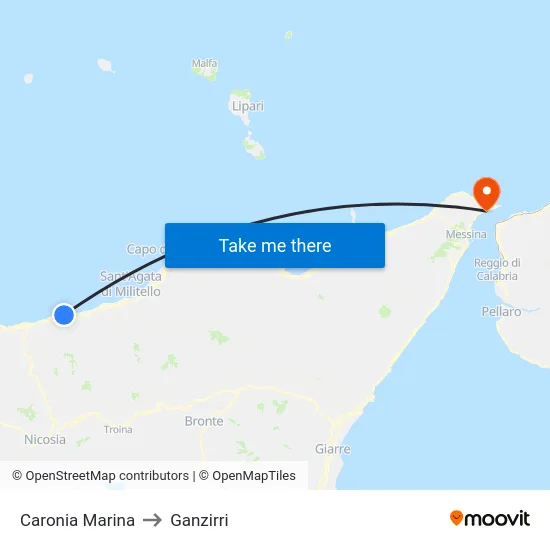 Caronia - Via Brin, 81 to Ganzirri map