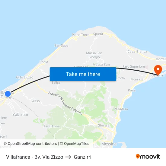 Villafranca - Bv. Via Zizzo to Ganzirri map