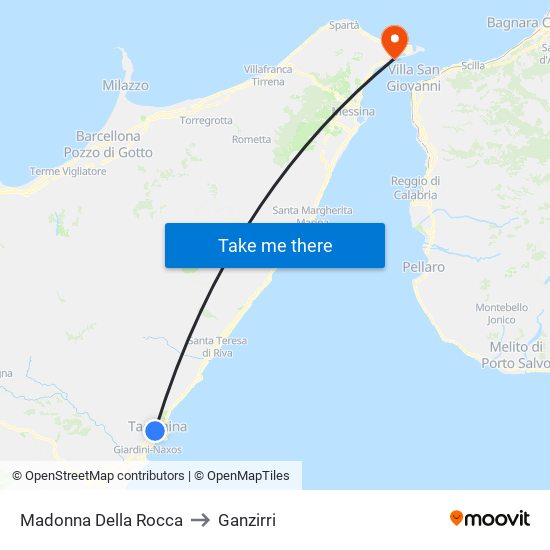 Madonna Della Rocca to Ganzirri map