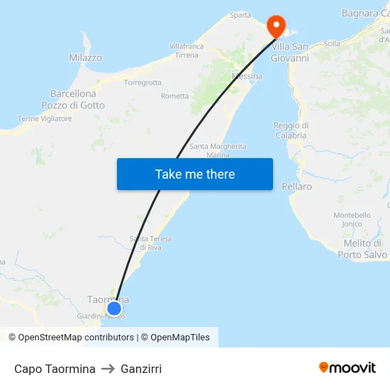 Capo Taormina to Ganzirri map