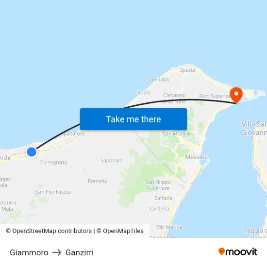 Giammoro to Ganzirri map