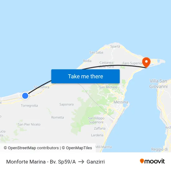 Monforte Marina - Bv. Sp59/A to Ganzirri map