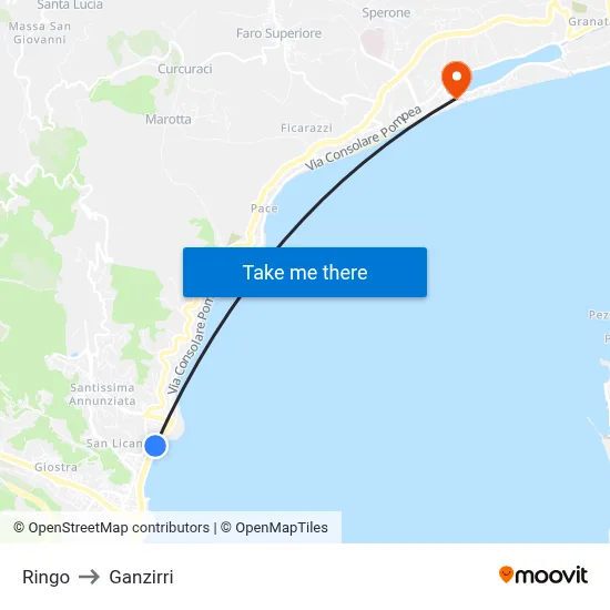Ringo to Ganzirri map