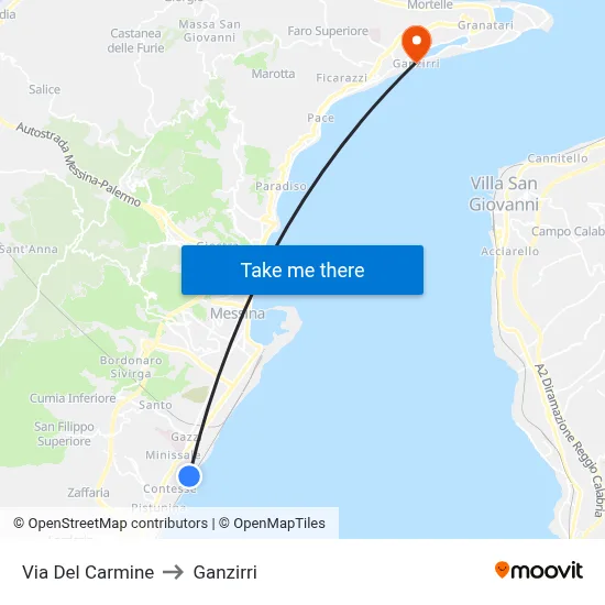 Carmine Street to Ganzirri map