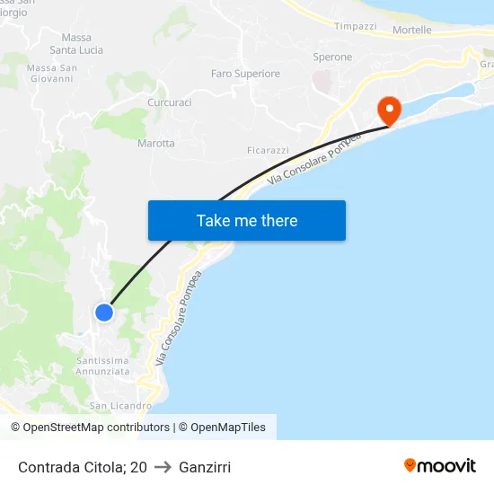 Contrada Citola 20 to Ganzirri map