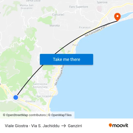 Giostra Avenue - Via S. Jachiddu to Ganzirri map
