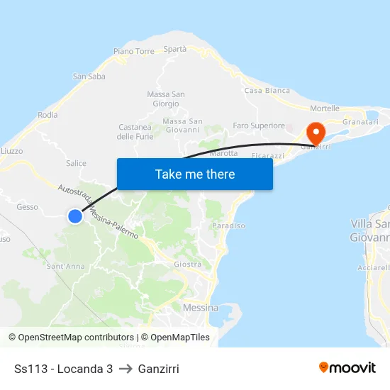 Ss113 - Locanda 3 to Ganzirri map