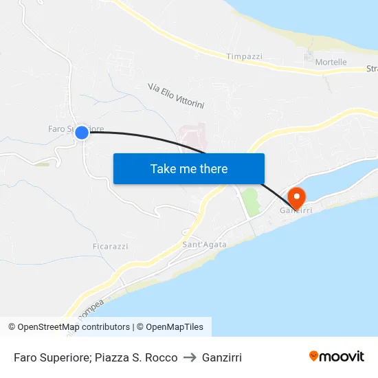 Upper Faro; San Rocco Square to Ganzirri map