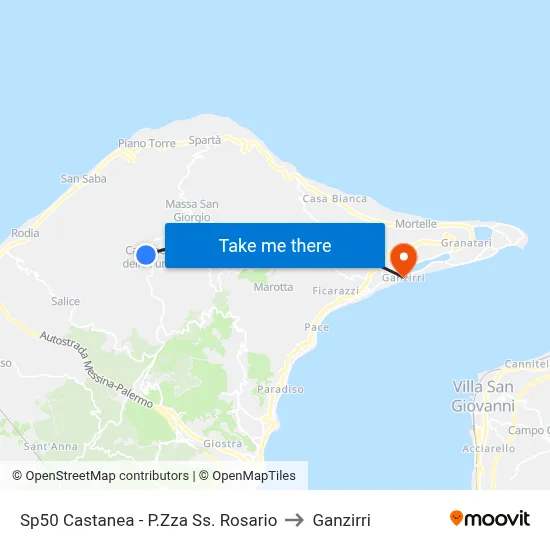Sp50 Castanea - Holy Rosary Square to Ganzirri map