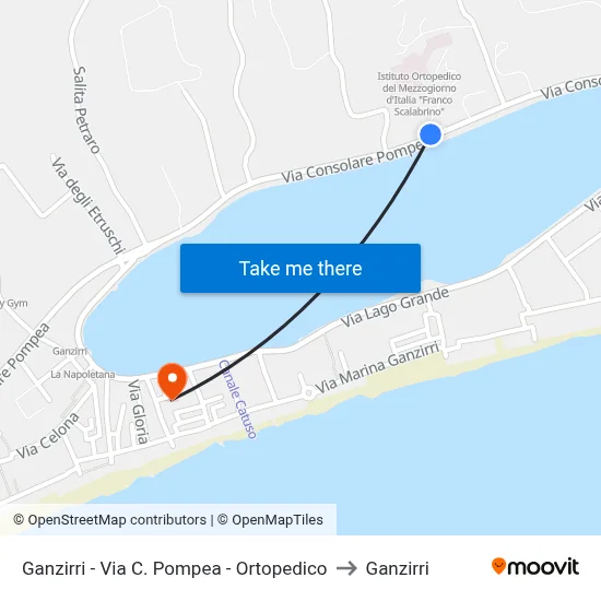 Ganzirri - Pompea Street - Orthopedic to Ganzirri map