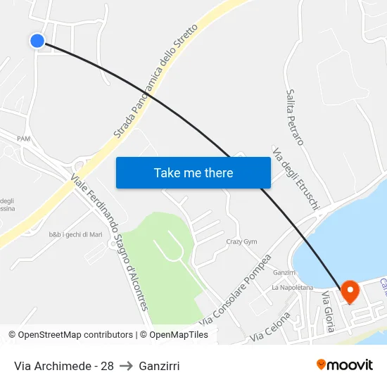 Archimedes Street - 28 to Ganzirri map