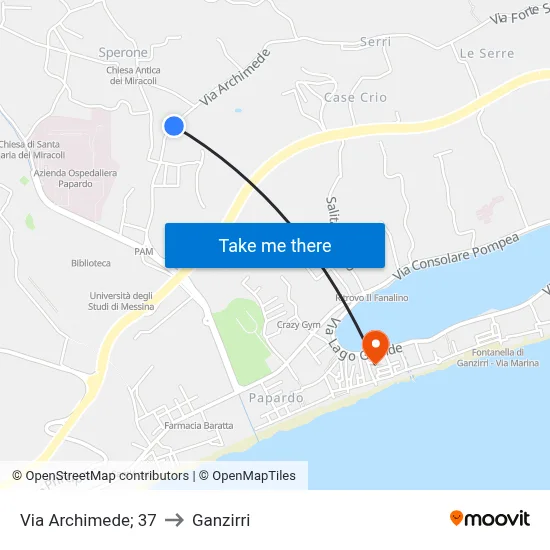 Archimede Street, 37 to Ganzirri map