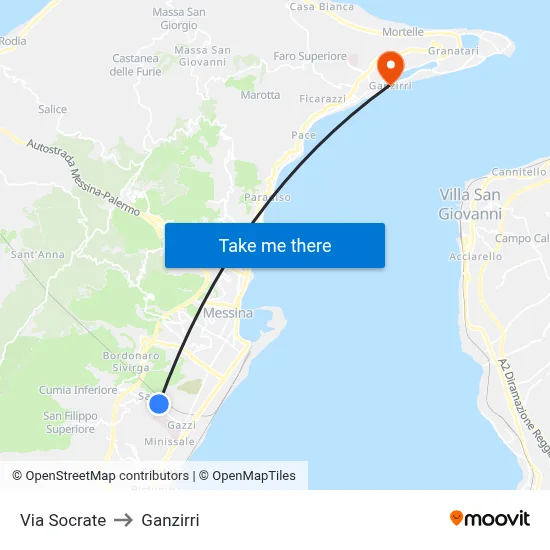 Socrates Street to Ganzirri map