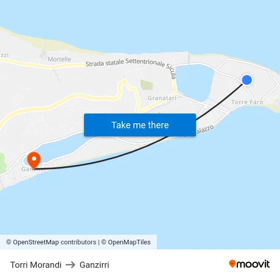 Torri Morandi to Ganzirri map