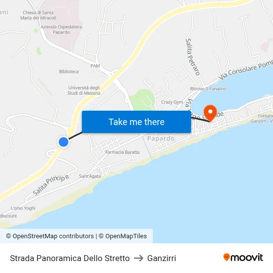 Strait Panoramic Road to Ganzirri map