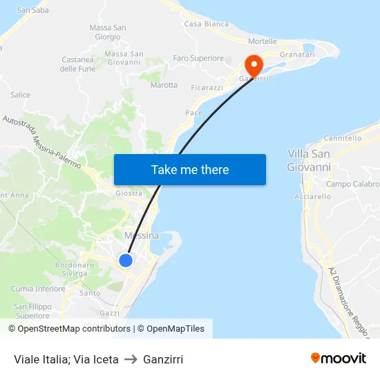 Viale Italia, Via Iceta to Ganzirri map