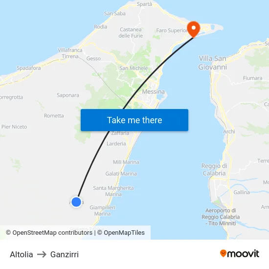 Altolia to Ganzirri map