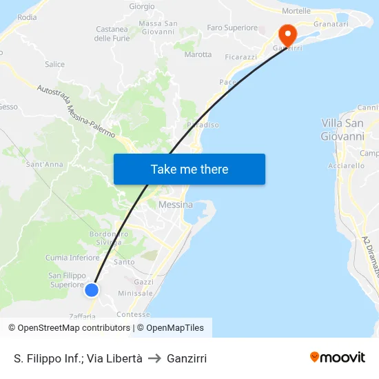 Lower S. Filippo; Via Libertà to Ganzirri map