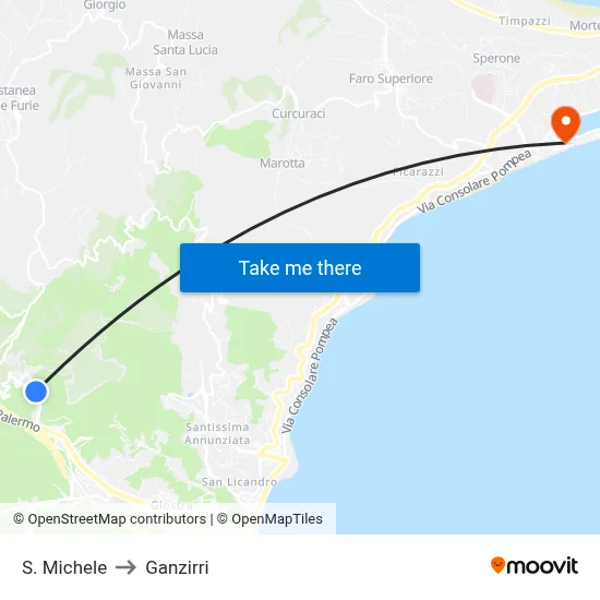 S. Michele to Ganzirri map