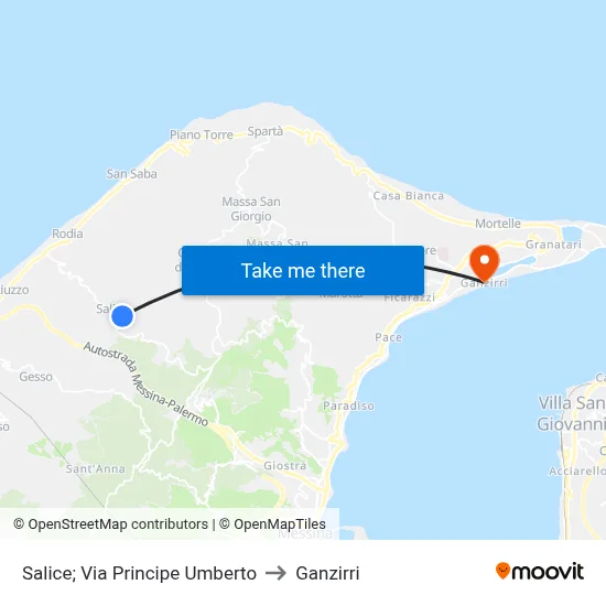 Salice, Via Principe Umberto to Ganzirri map