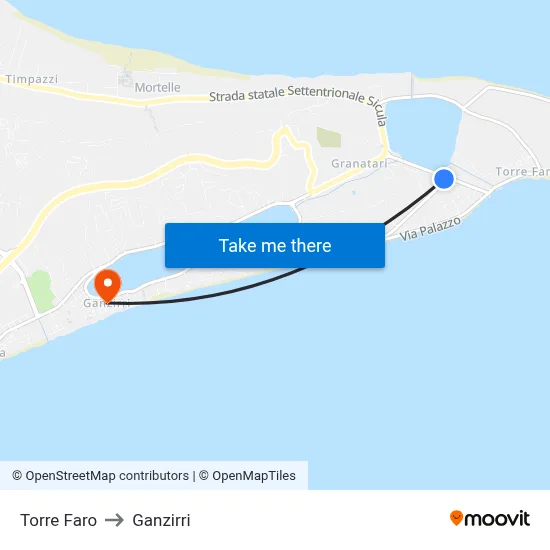 Torre Faro to Ganzirri map
