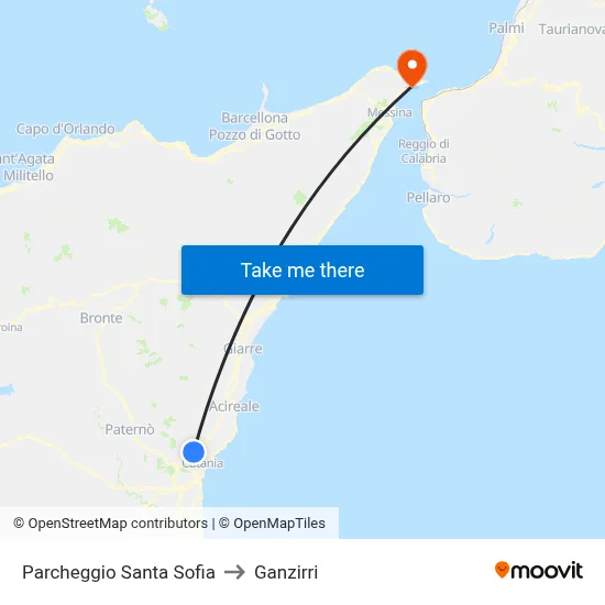 Santa Sofia Parking to Ganzirri map