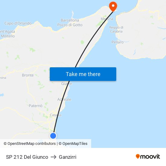 SP 212 Del Giunco to Ganzirri map