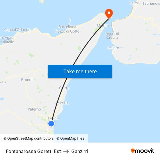Fontanarossa Goretti Est to Ganzirri map