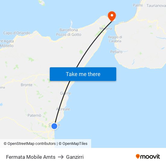Fermata Mobile Amts to Ganzirri map