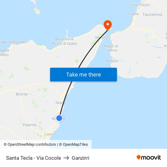 Santa Tecla - Via Cocole to Ganzirri map