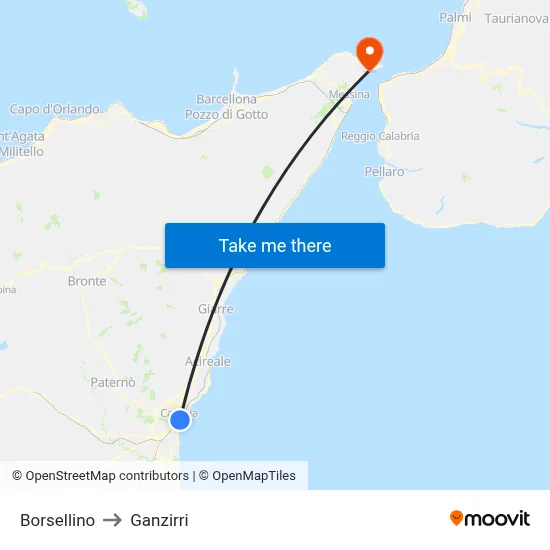 Borsellino to Ganzirri map