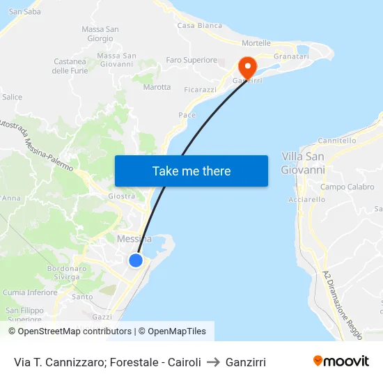T. Cannizzaro Street; Forestry - Cairoli to Ganzirri map