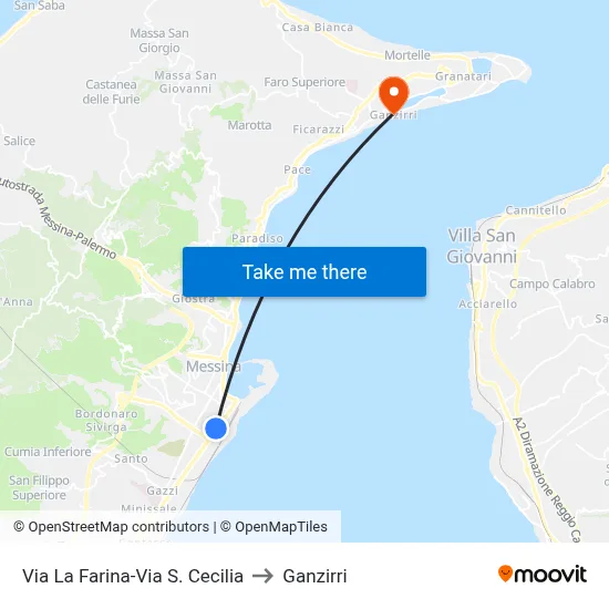 Via La Farina-Via S. Cecilia to Ganzirri map