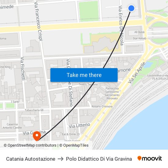 Catania Autostazione to Polo Didattico Di Via Gravina map