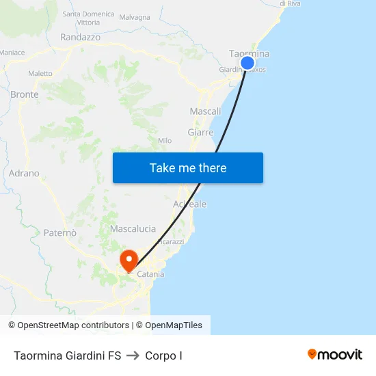 Taormina Giardini Station to Body I map