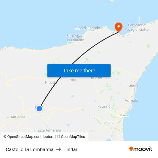 Lombardy Castle to Tindari map