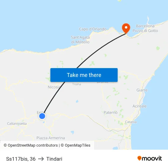 Highway 117bis, 36 to Tindari map