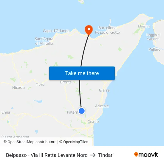 Belpasso - Via III Retta Levante Nord to Tindari map