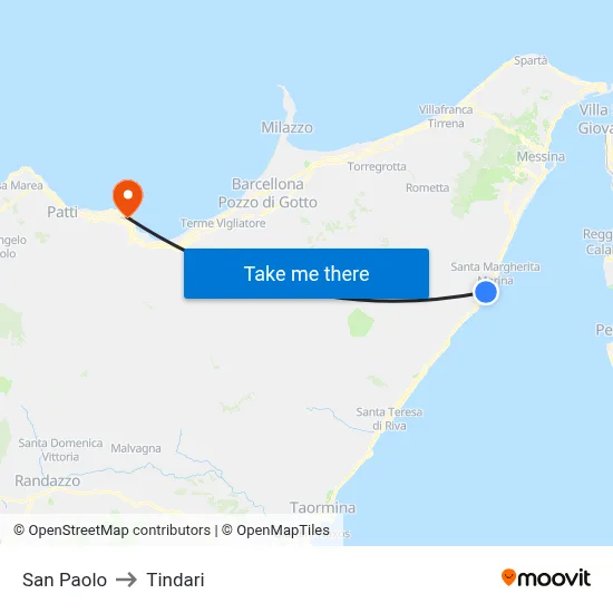 San Paolo to Tindari map