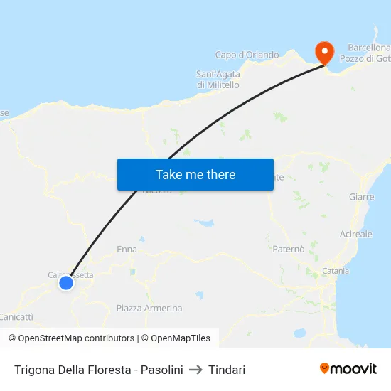 Trigona Della Floresta - Pasolini to Tindari map