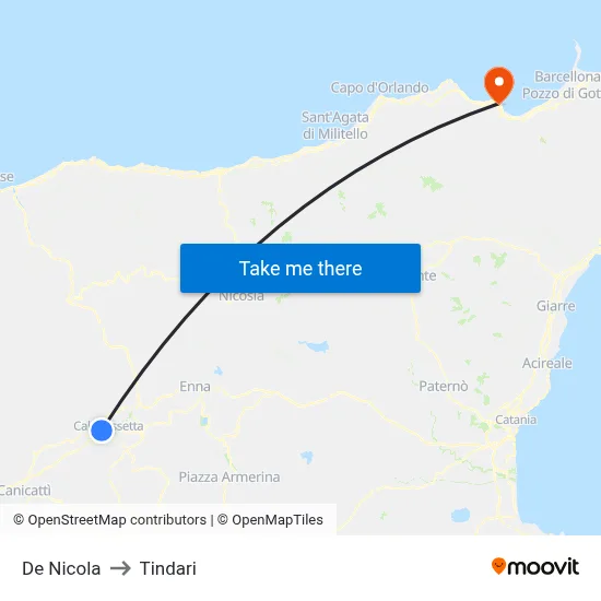 De Nicola to Tindari map