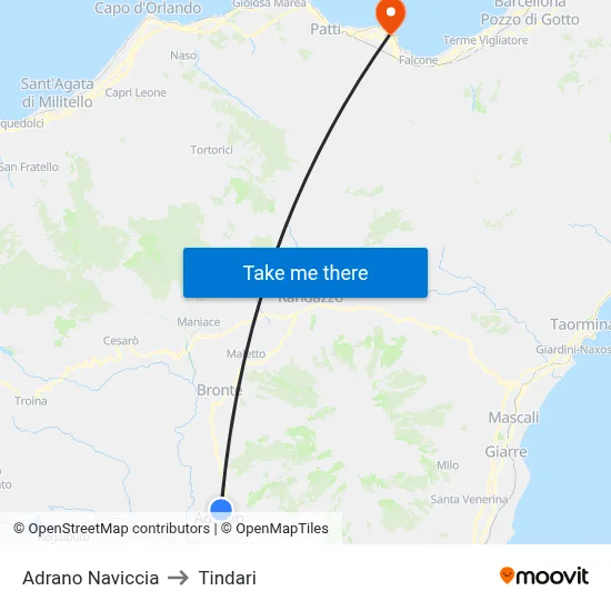 Adrano Naviccia to Tindari map
