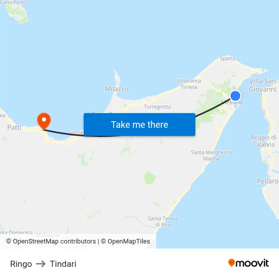 Ringo to Tindari map