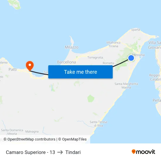Upper Camaro - 13 to Tindari map