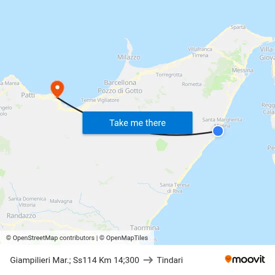 Giampilieri Mar.; Ss114 Km 14;300 to Tindari map