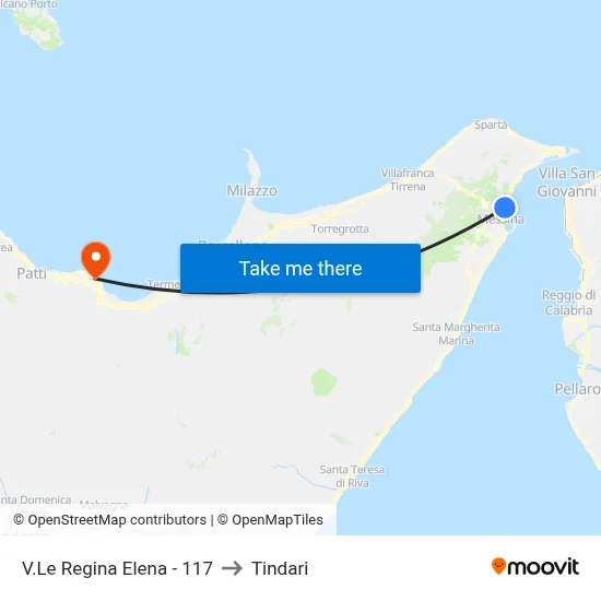 Regina Elena Ave - 117 to Tindari map