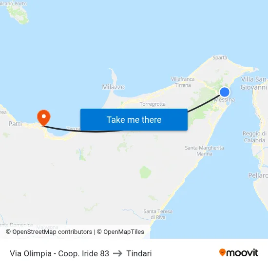 Via Olimpia - Coop. Iride 83 to Tindari map
