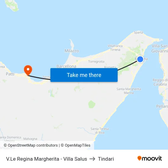 V.Le Regina Margherita - Villa Salus to Tindari map